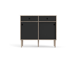 tom Penny dressoir 2 schuifdeuren en 2 laden Hickory decor en mat zwart.