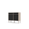 tom Penny dressoir 2 schuifdeuren en 2 laden Hickory decor en mat zwart.