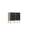 tom Penny dressoir 2 schuifdeuren en 2 laden Hickory decor en mat zwart.