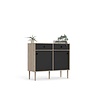 tom Penny dressoir 2 schuifdeuren en 2 laden Hickory decor en mat zwart.
