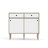 tom Penny dressoir 2 schuifdeuren en 2 laden Hickory decor en mat wit.