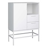 tom Ravn dressoir 1 deur en 2 lades, wit gelakt, wit metalen frame.