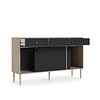 tom Penny dressoir 2 schuifdeuren en 3 laden Hickory decor en mat zwart.