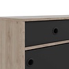 tom Penny dressoir 2 schuifdeuren en 3 laden Hickory decor en mat zwart.