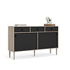 tom Penny dressoir 2 schuifdeuren en 3 laden Hickory decor en mat zwart.