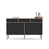 tom Penny dressoir 2 schuifdeuren en 3 laden Hickory decor en mat zwart.