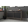 tom Penny dressoir 2 schuifdeuren en 3 laden Hickory decor en mat zwart.