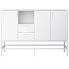 tom Ravn dressoir 3 deuren en 2 lades, wit gelakt, wit metalen frame.