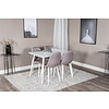 tom Polar120X80WHWH eethoek eetkamertafel wit en 4 Polar eetkamerstal grijs, wit.