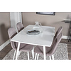 tom Polar120X80WHWH eethoek eetkamertafel wit en 4 Polar eetkamerstal grijs, wit.