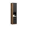 tom Synnax kolomkast wandmontage, 1 groot deur, 1 klein deur, 1 lade, 1 plank grijs,eik decor.