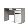 tom Plus bureau met 1 deur, 1 lade en 2 legplanken, betondecor/wit hoogglans.