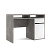 tom Plus bureau met 1 deur, 1 lade en 2 legplanken, betondecor/wit hoogglans.