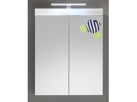 tom AmandaMandoBea spiegelkast met licht, 2 deuren, wit hoogglans.