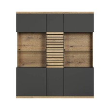 ebuy24 Norris vitrinekast grijs, eik decor.