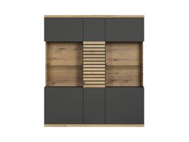 ebuy24 Norris vitrinekast grijs, eik decor.