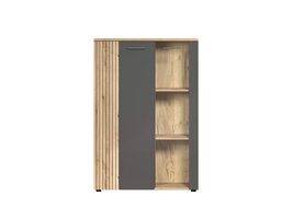 ebuy24 Esteban vitrinekast grijs, eik decor.