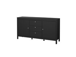 ebuy24 Madrid dressoir 2 deuren 3 laden zwart mat.