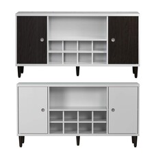 ebuy24 Evolution dressoir 2 deuren, 1 plank, 8 flessen wijn wit, zwart.