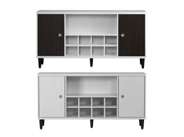 ebuy24 Evolution dressoir 2 deuren, 1 plank, 8 flessen wijn wit, zwart.