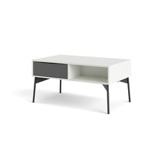 ebuy24 Elly salontafel 1 lade, 3 planken mat wit, grijs.