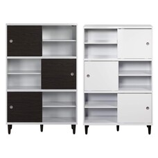 ebuy24 Evolution wandkast 3 deuren, 6 planken wit, zwart.