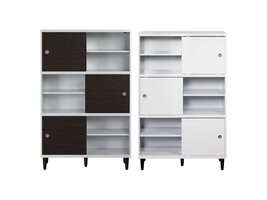 ebuy24 Evolution wandkast 3 deuren, 6 planken wit, zwart.