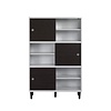 ebuy24 Evolution wandkast 3 deuren, 6 planken wit, zwart.