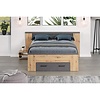 ebuy24 Follow bed 140x200cm met nachtkastje, laden, planken aan beide zijden eik decor, grijs.