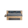 ebuy24 Follow bed 180x200cm met nachtkastje, laden, planken aan beide zijden eik decor, grijs.