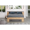 ebuy24 Follow bed 180x200cm met nachtkastje, laden, planken aan beide zijden eik decor, grijs.