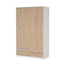 ebuy24 Line kledingkast 2 deuren 2 laden okkernoot decor wit.