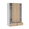 ebuy24 Line kledingkast 2 deuren 2 laden okkernoot decor wit.
