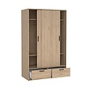 ebuy24 Line kledingkast 2 deuren 2 laden okkernoot decor.