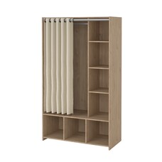 ebuy24 Kit kledingkast met gordijn okkernoot decor beige.