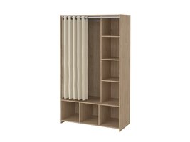 ebuy24 Kit kledingkast met gordijn okkernoot decor beige.