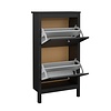 ebuy24 Madrid schoenenkast 2 kleppen zwart mat.