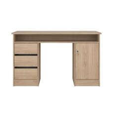 ebuy24 FunctionPlus bureau met slot 1 deur 3 laden okkernoot decor.