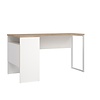 ebuy24 FunctionPlus bureau hoek 3 planken 2 laden okkernoot decor wit.