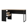 ebuy24 FunctionPlus bureau hoek 3 planken 2 laden okkernoot decor zwart mat.