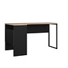 ebuy24 FunctionPlus bureau hoek 3 planken 2 laden okkernoot decor zwart mat.