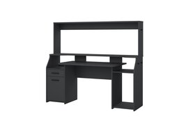 ebuy24 FunctionPlus bureau met wandkast planken 1 deur 1 lade grijs mat.