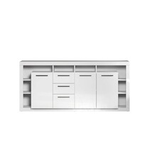 ebuy24 GwendolynRock dressoir 3 deuren, 3 laden, planken wit hoog glans.