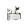 ebuy24 GwendolynRock dressoir 3 deuren, 3 laden, planken wit hoog glans.