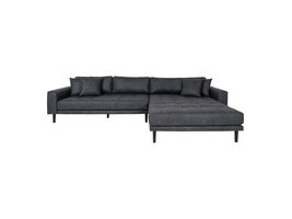 ebuy24 Lido bank met chaise longue rechts gericht met 4 kussens donkergrijs.