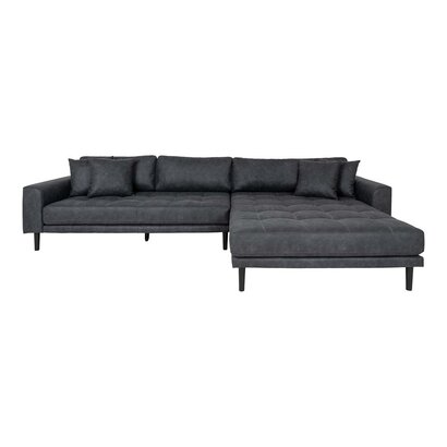 ebuy24 Lido bank met chaise longue rechts gericht met 4 kussens donkergrijs.