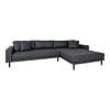 ebuy24 Lido bank met chaise longue rechts gericht met 4 kussens donkergrijs.