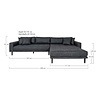 ebuy24 Lido bank met chaise longue rechts gericht met 4 kussens donkergrijs.