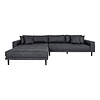 ebuy24 Lido bank met chaise longue links gericht met 4 kussens donkergrijs.