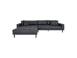 ebuy24 Lido bank met chaise longue links gericht met 4 kussens donkergrijs.